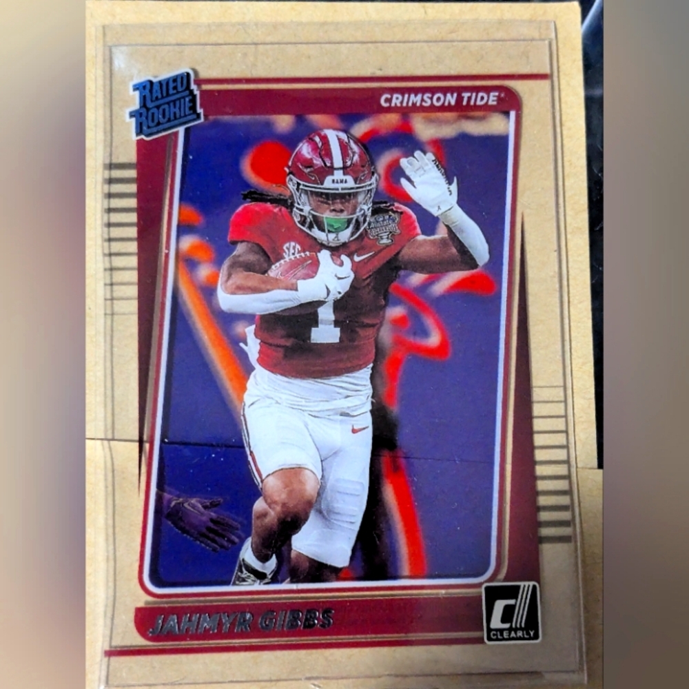 23PaniniChroniclesClearlyDonruss DraftPicks Jahmyr Gibbs RatedRookie CrimsonTide